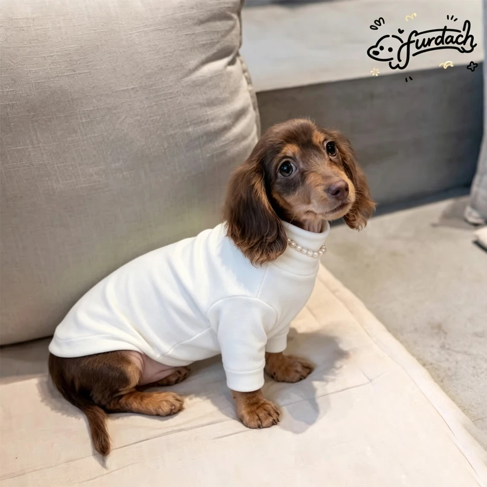 Camiseta suave de forro polar para perros salchicha – base blanca - imagen 4
