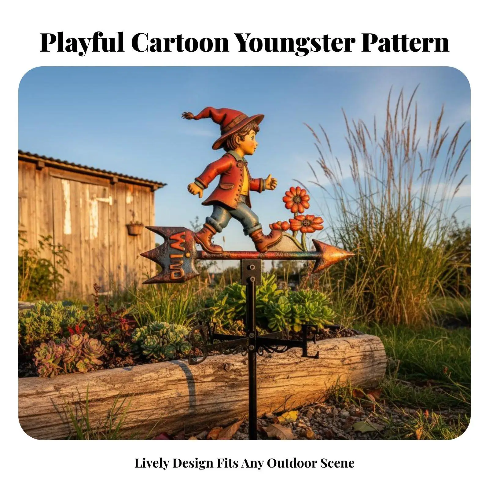 Catavientos de hierro artístico infantil para jardín y exterior - imagen 4