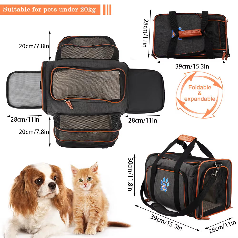 Transportadora reversible expandible gatos y perros con almohadilla