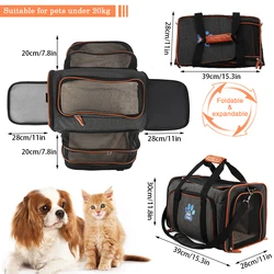 Transportadora reversible expandible gatos y perros con almohadilla