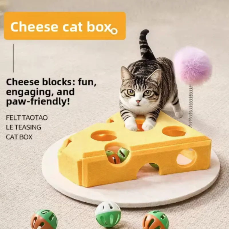 Juguete de fieltro para gatos rompecabezas con pelota y caja arañazos - imagen 3
