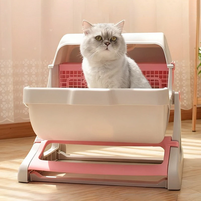 Caja de arena semiautomática grande con recolector oculto para gatos - imagen 4