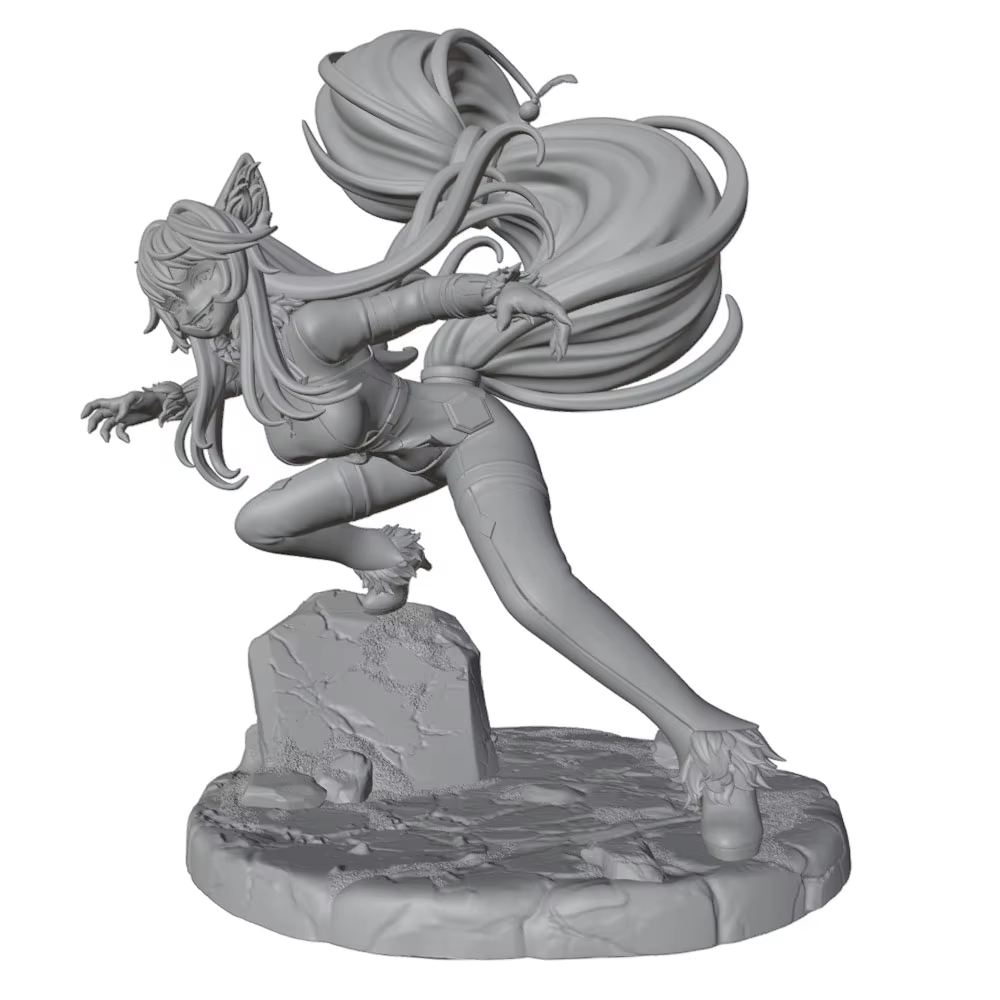 Figura de anime GK gris para gatos y perros, modelo 3D DIY sin pintar - imagen 3