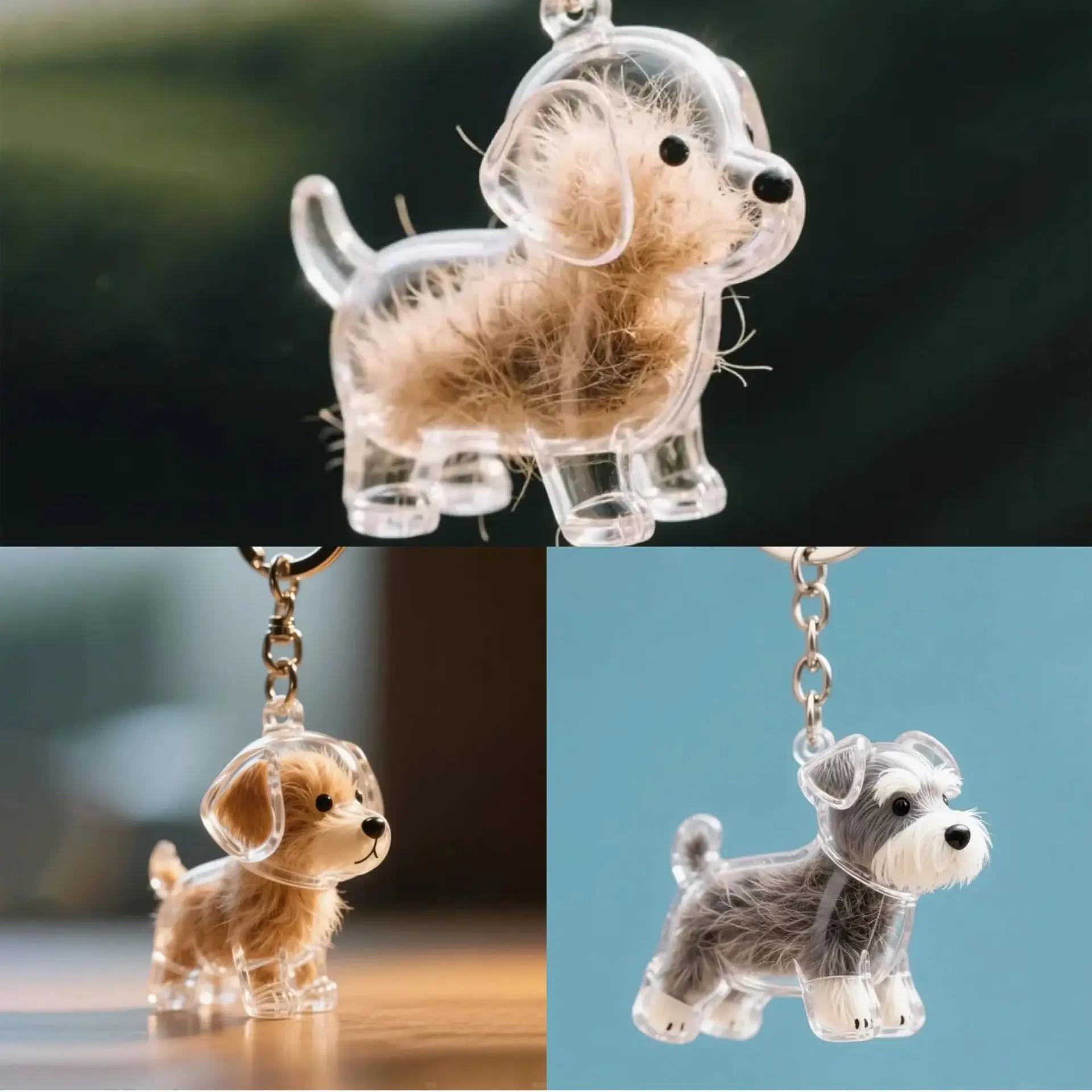 Colgante de cápsula transparente con mechón de pelo de mascota