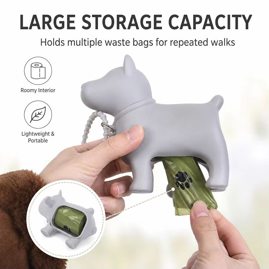 Dispensador de bolsas para excrementos de perro portátil, con clip - imagen 3