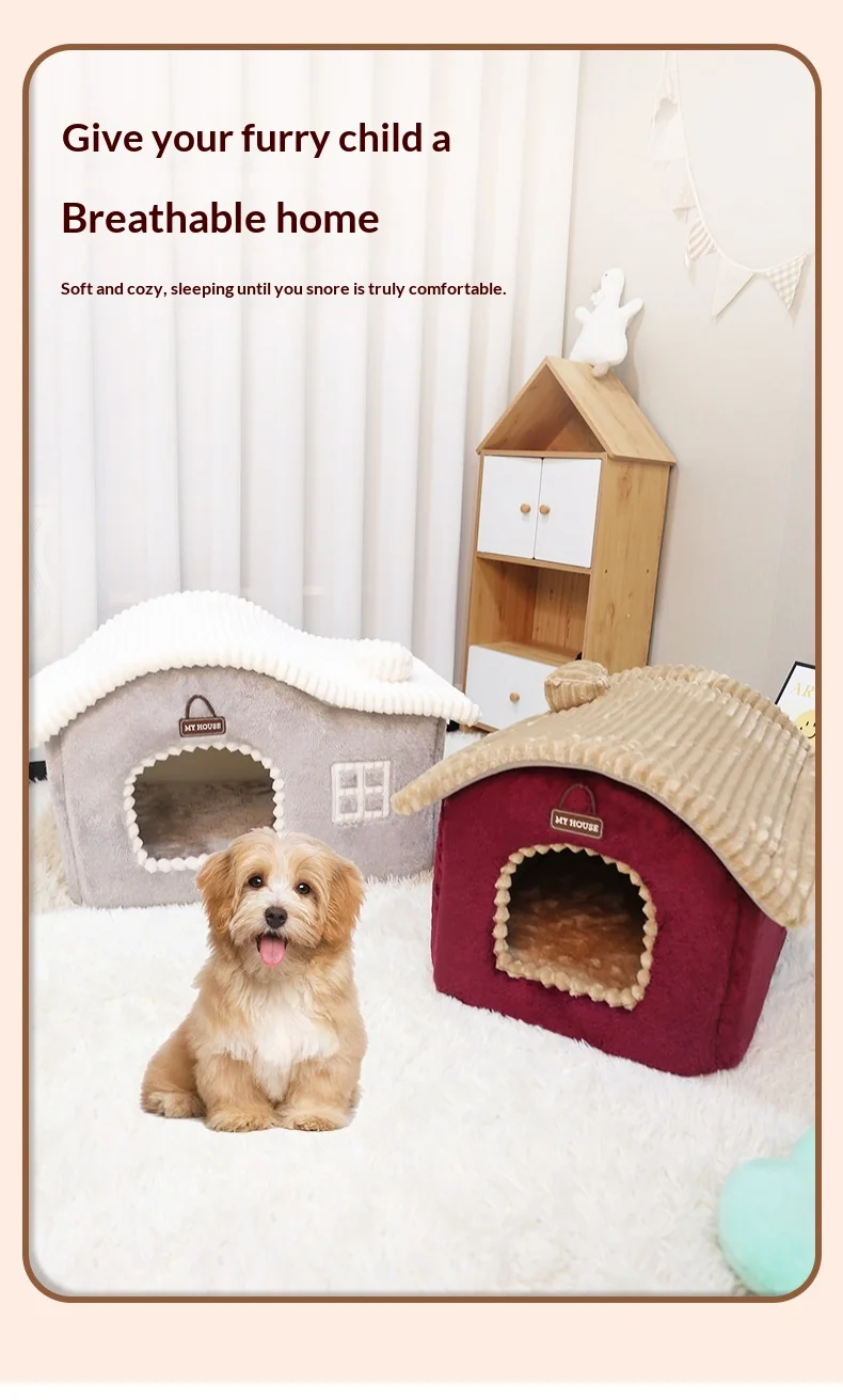 Cama acolchada estilo villa para mascota pequeña