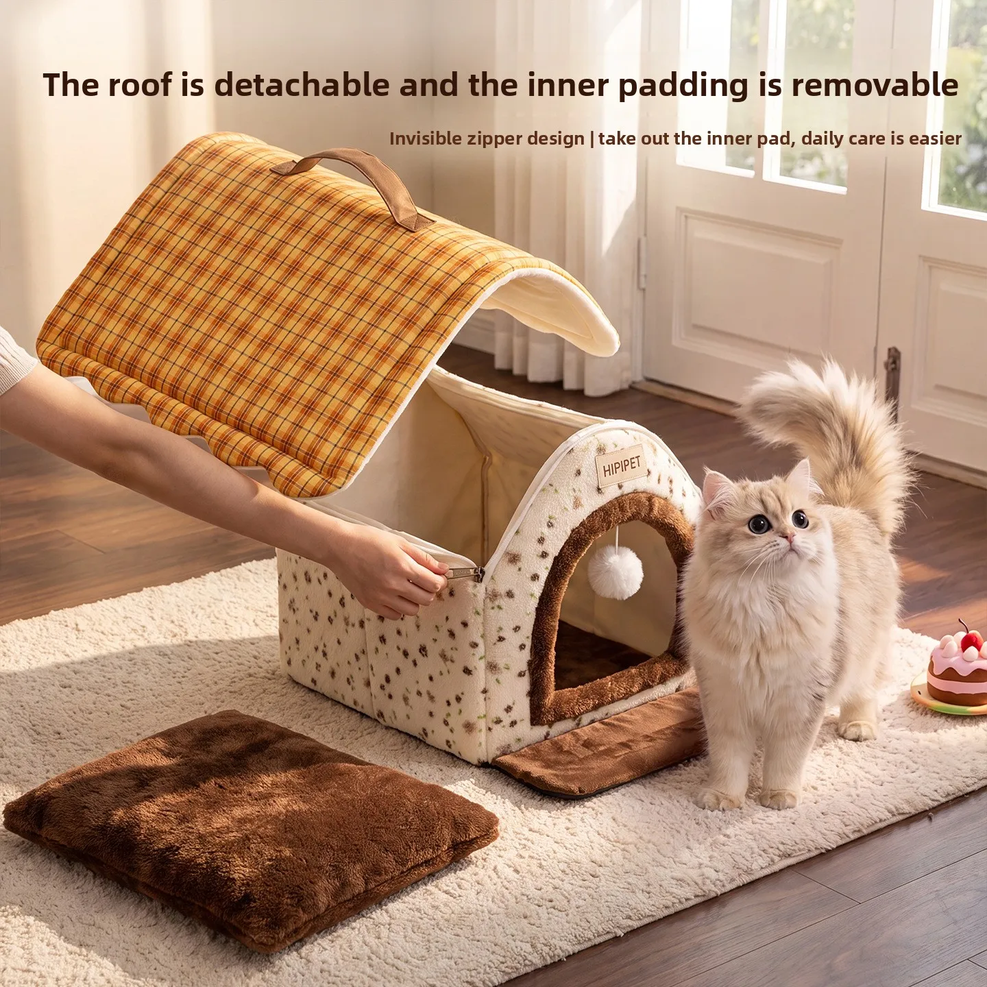 Cama nido cálida tipo cueva para gatos y perros pequeños - imagen 5
