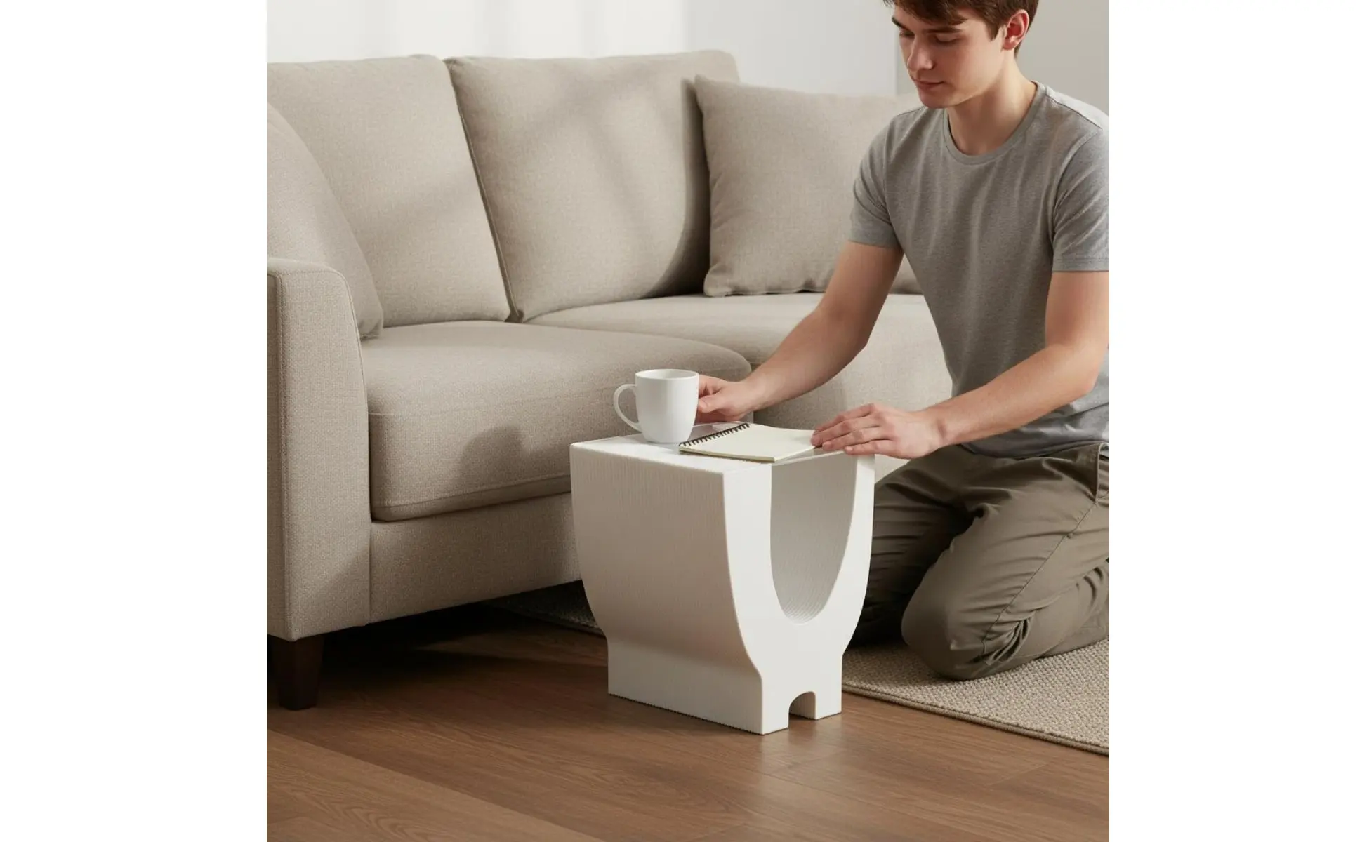 Mesa auxiliar plegable, vista lateral