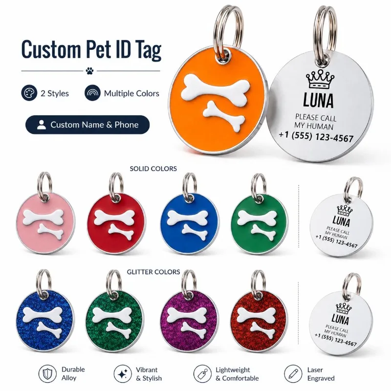 Placa de identificación grabada para perros y gatos con nombre - imagen 4
