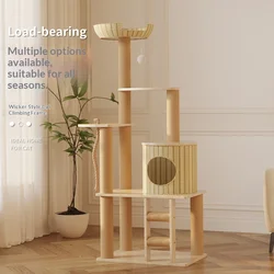 Árbol rascador para gatos de ratán con cama y plataforma
