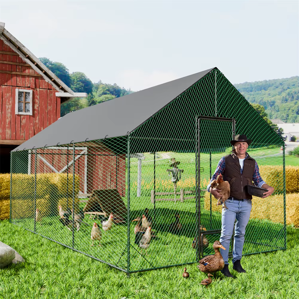 Gallinero exterior resistente, corral metálico y cubierta impermeable - imagen 5
