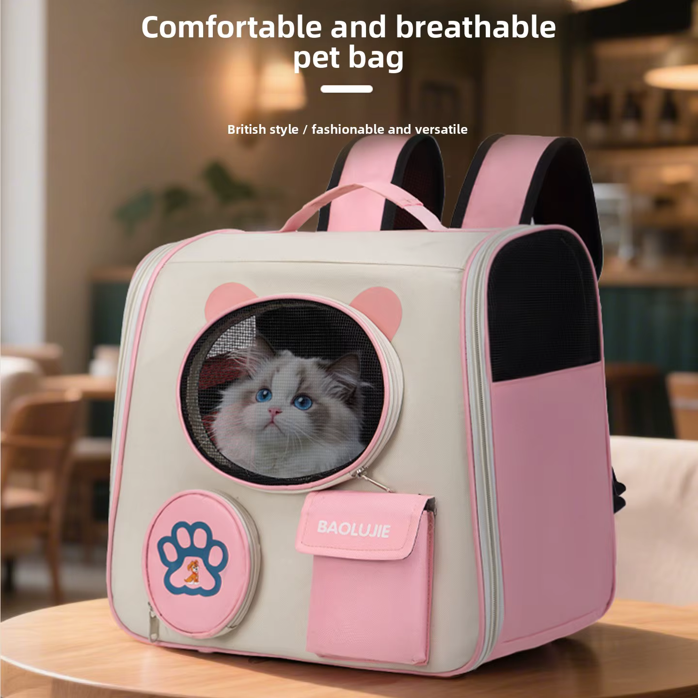 Mochila transportín plegable transpirable para gatos y perros - imagen 2