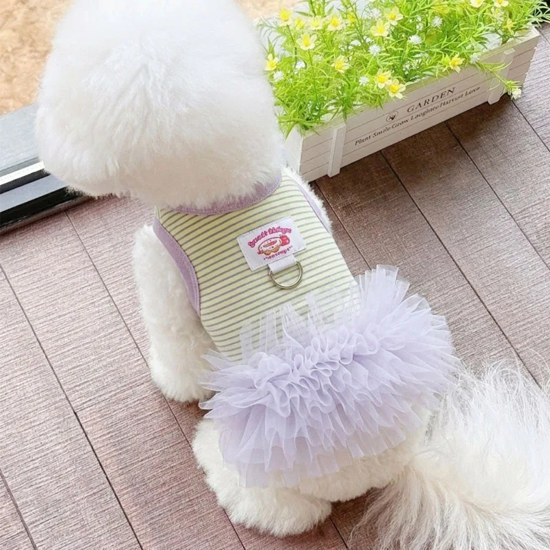Ropa de verano sin mangas para perros York, vestido tul tutú - imagen 3