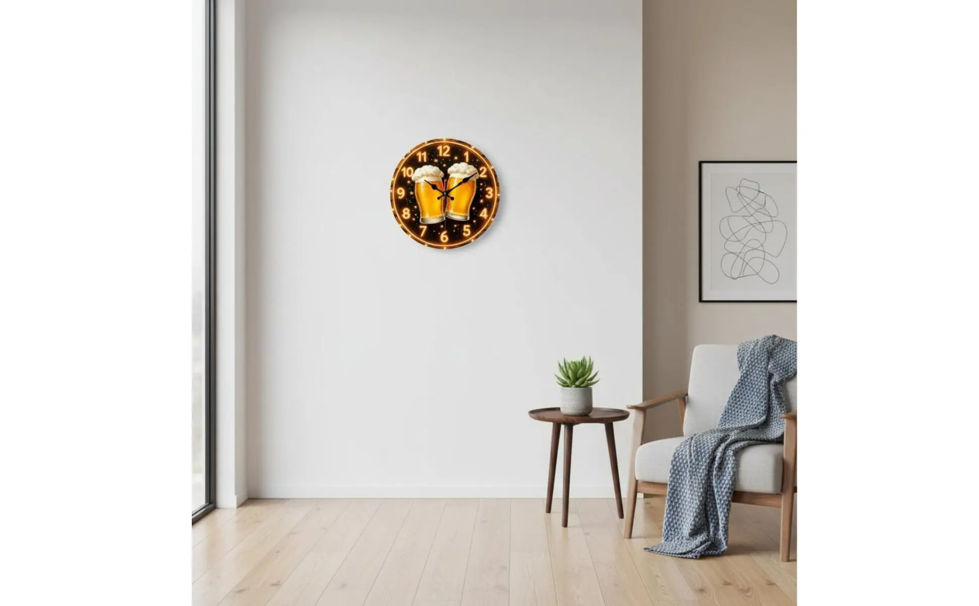 Reloj de pared con jarra de cerveza