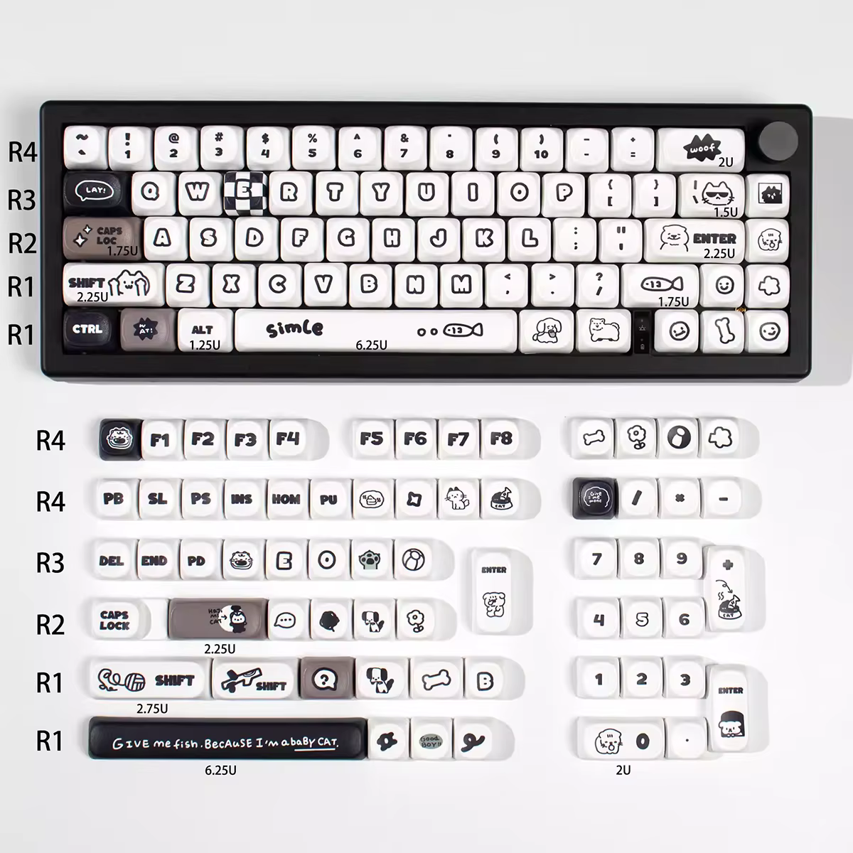 Teclas para teclado mecánico con diseño de gatos y perros - imagen 4