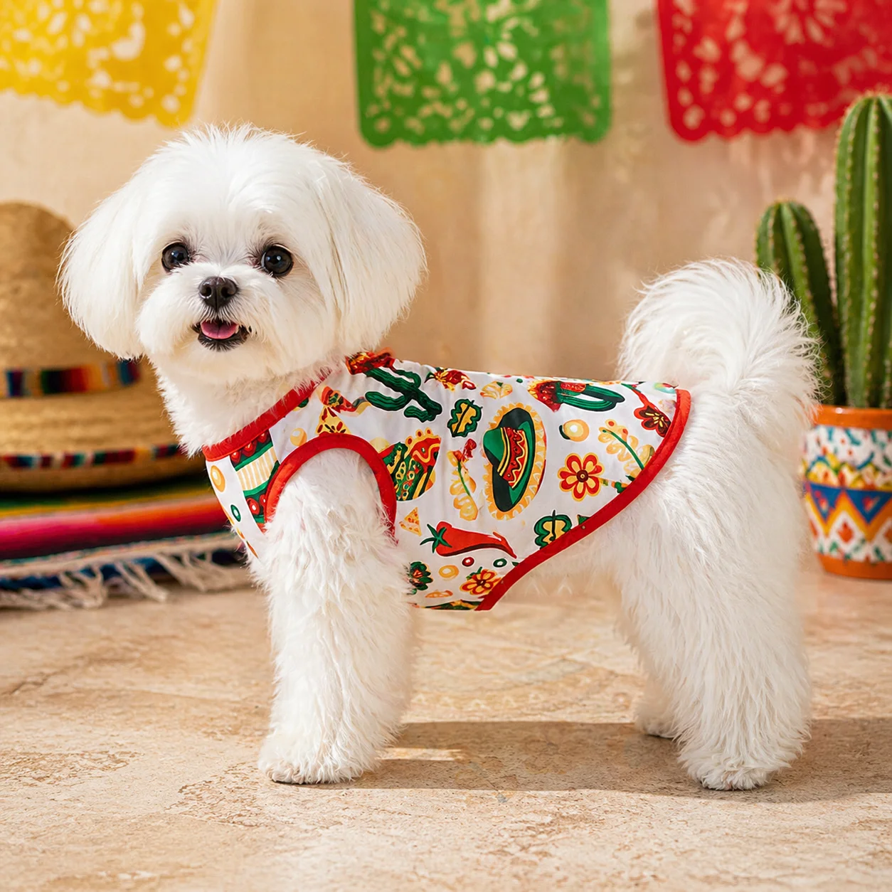 Camiseta sin mangas para perro, estilo fiesta mexicana transpirable – Ropa con estampado - imagen 2