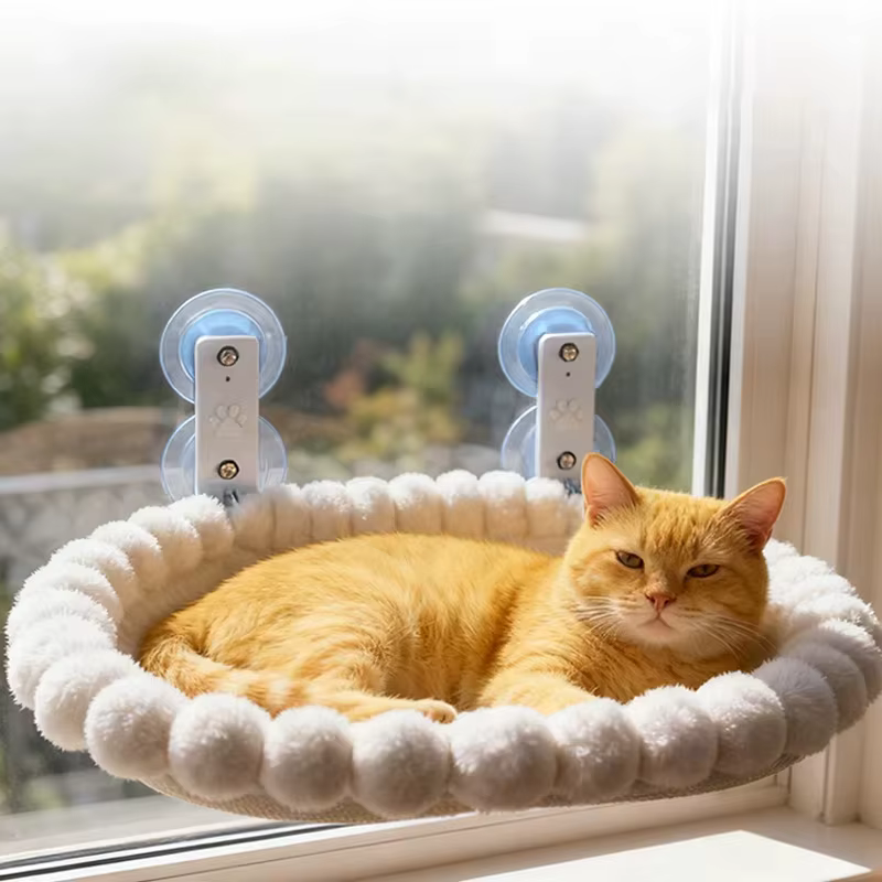 Hamaca para ventana gatos colgante plegable con ventosas fuertes - imagen 5