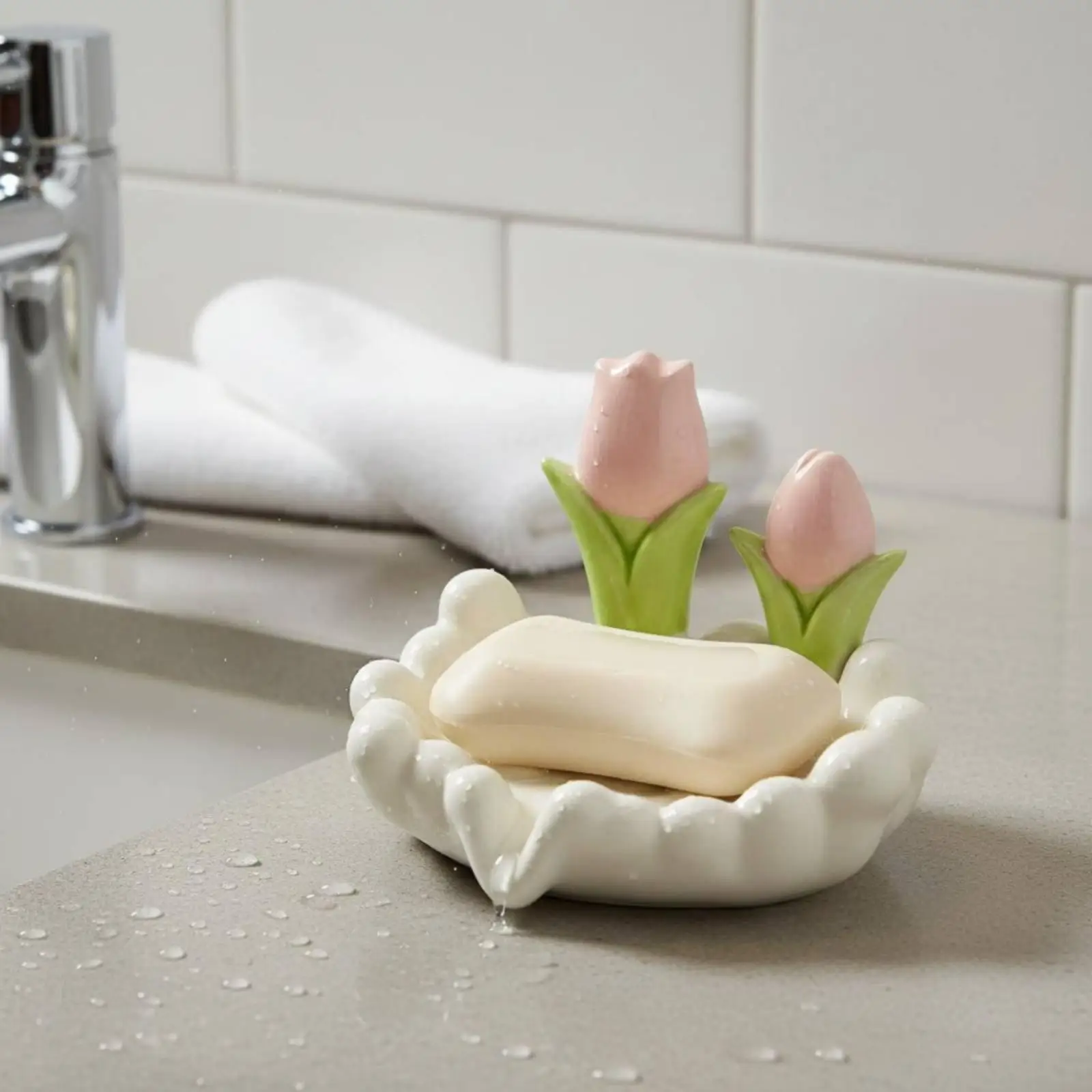 Jabonera de Cerámica Floral para Baño y Cocina – Accesorio Fácil de Limpiar - imagen 5