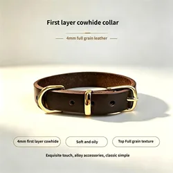 Collar de cuero clásico ajustable para perros pequeños y grandes