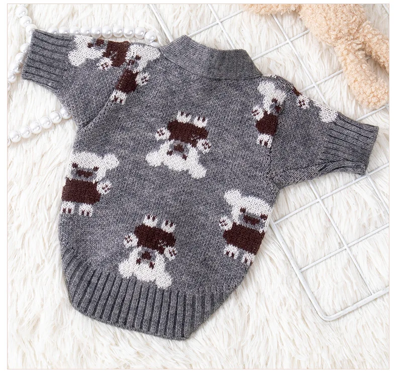Suéter Tejido para Gatos y Perros Pequeños – Cuello V con Botones y Oso - imagen 2