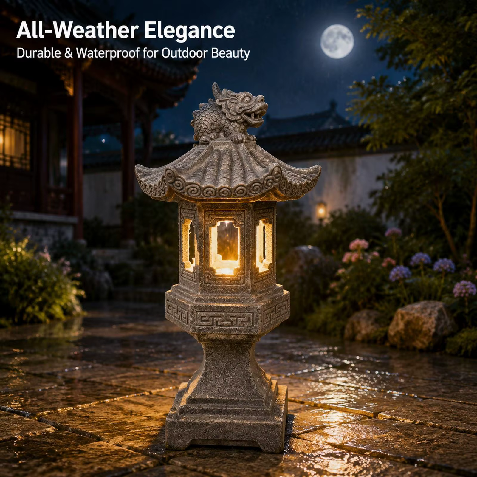 Farol solar estilo pagoda para jardín, decoración de exterior - imagen 2