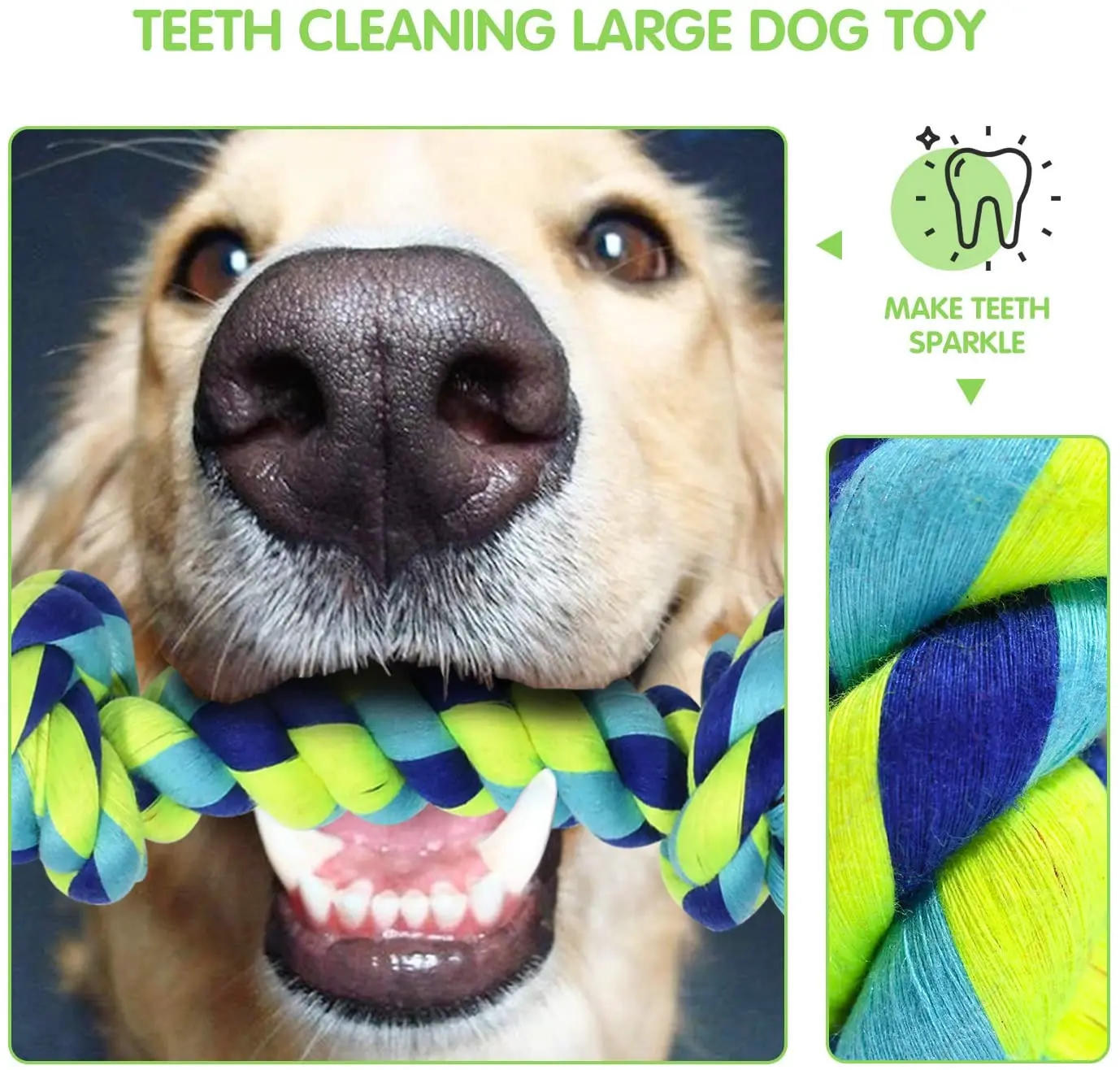 Cuerda dental para perros forma de hueso doble