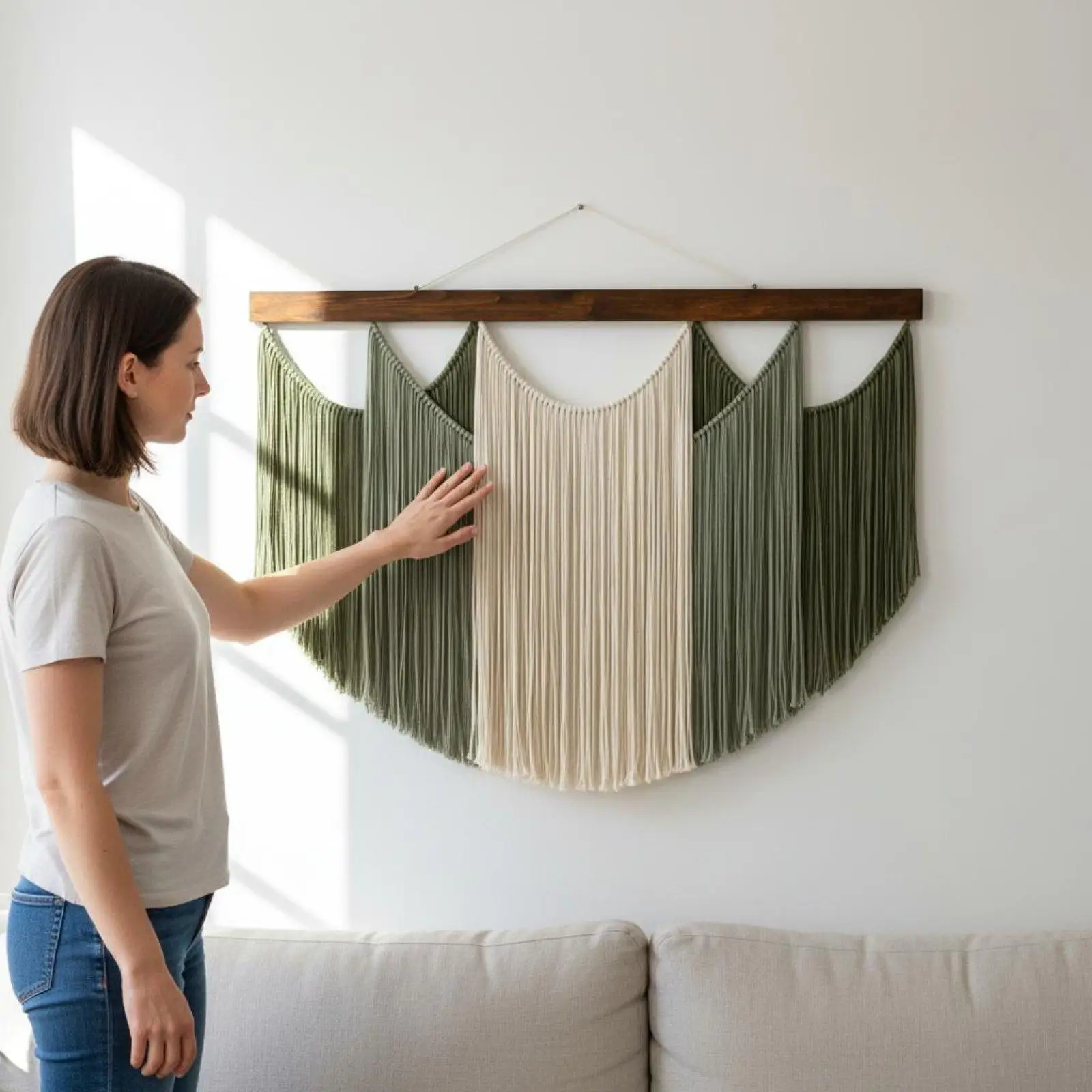 Hamaca pared para gatos estilo bohemio – Tapiz colgante con borlas - imagen 4