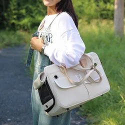 Bolsa bandolera transpirable plegable para gatos y perros pequeños