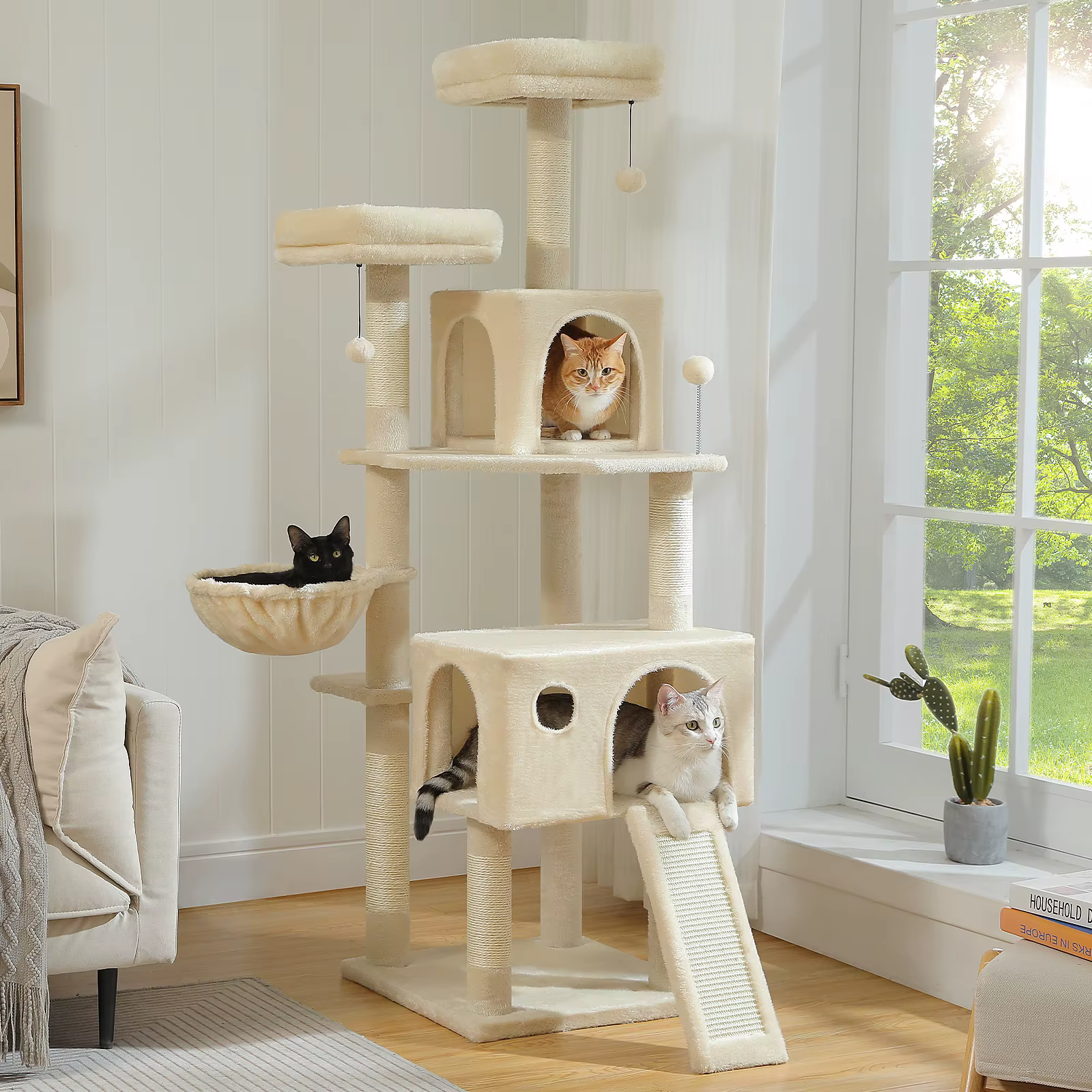 Árbol para gatos con postes para rascar y cama acolchada - imagen 2