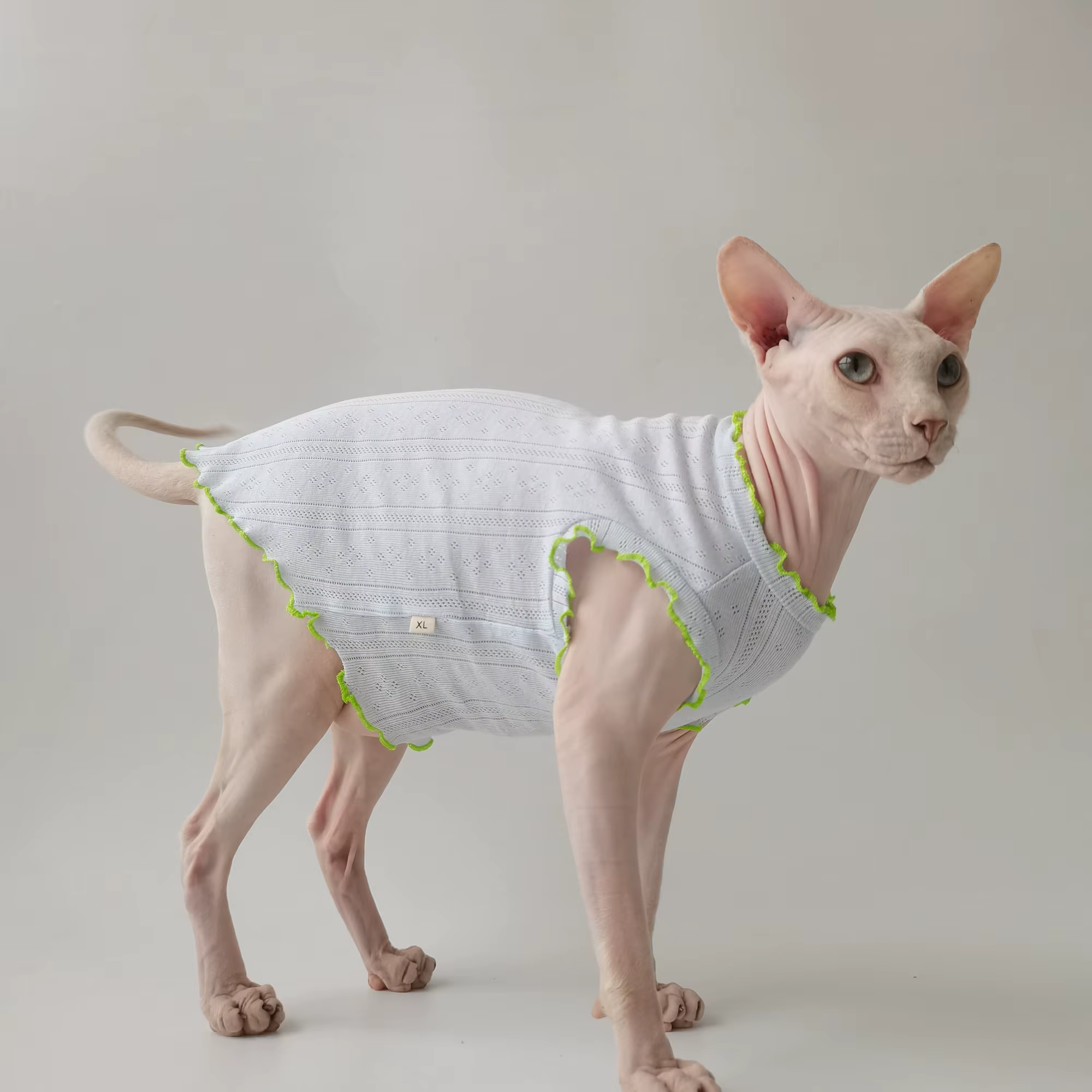 Camiseta de algodón para gatos sin pelo – Chaleco rosa con encaje para Sphynx - imagen 2