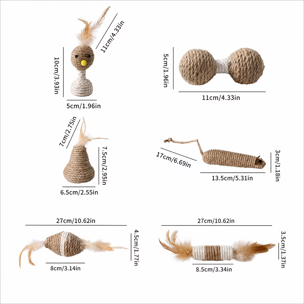 Juguetes de sisal con plumas para gatos: cuerdas para morder - imagen 5