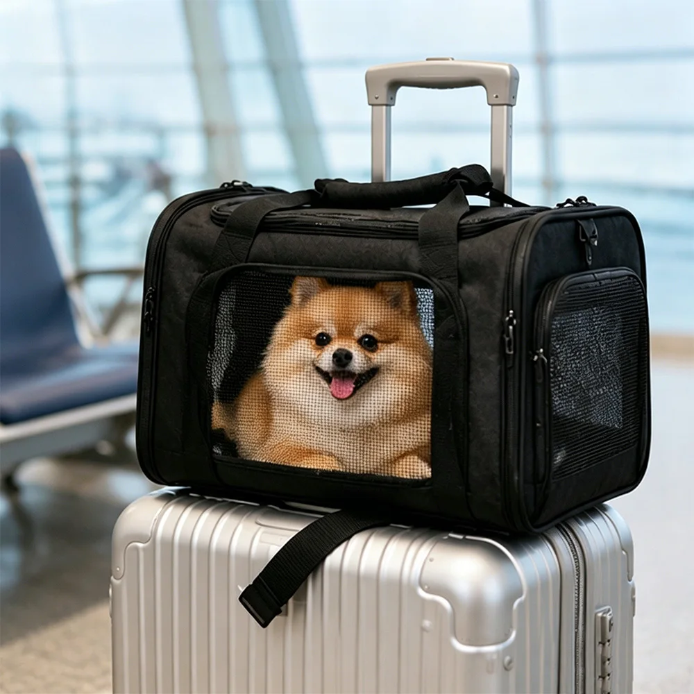 Bolsa de transporte transpirable para gatos y perros mini, aerolíneas