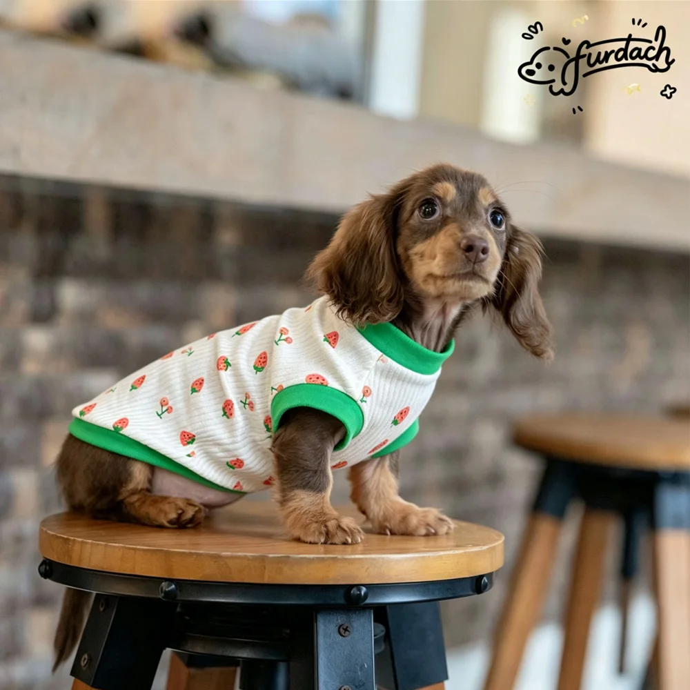 Chaleco suave de algodón para perros salchicha – estilo fresa - imagen 5