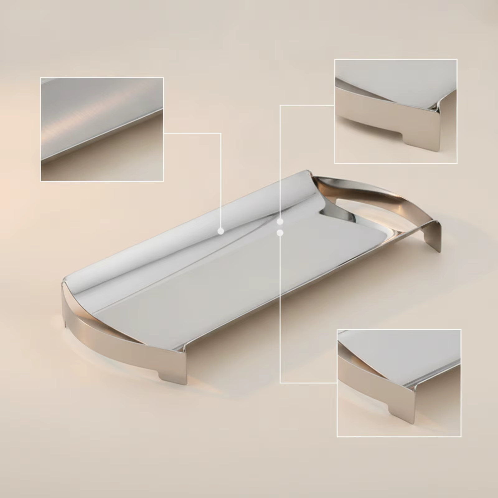 Bandeja rectangular acero inoxidable espejo para gatos y perros - imagen 2