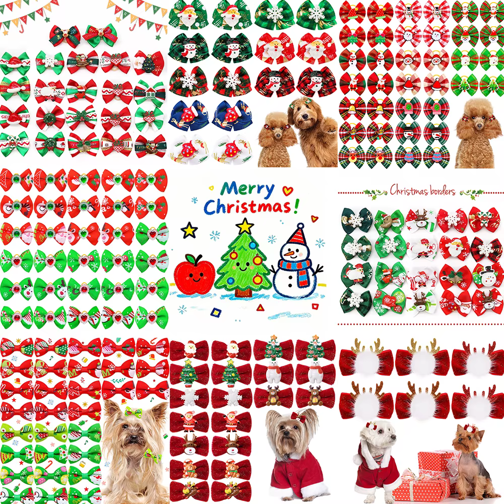 Lazos navideños para perros pequeños hechos a mano – Accesorio de pelo - imagen 4