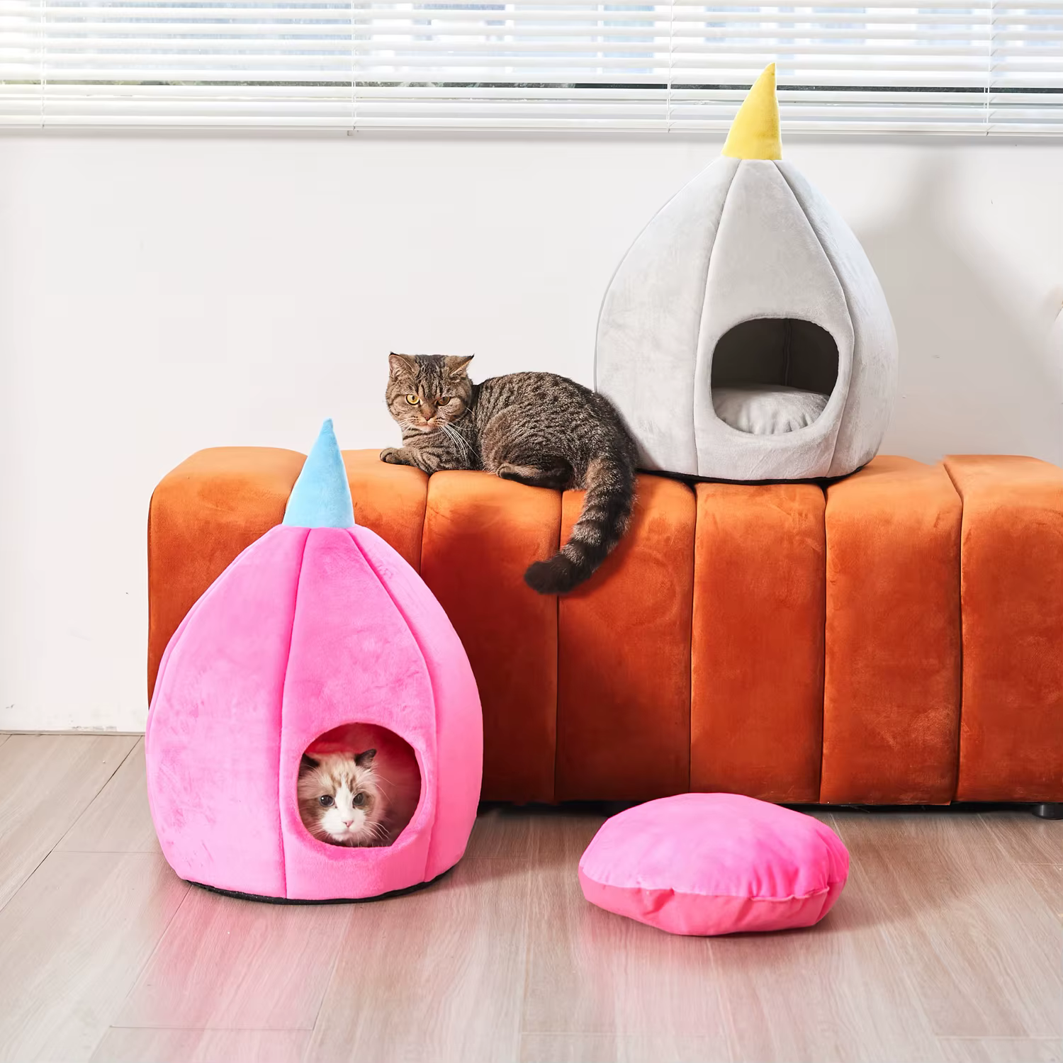 Casa cueva cálida y sofá suave para gatos – cama fácil de usar - imagen 4