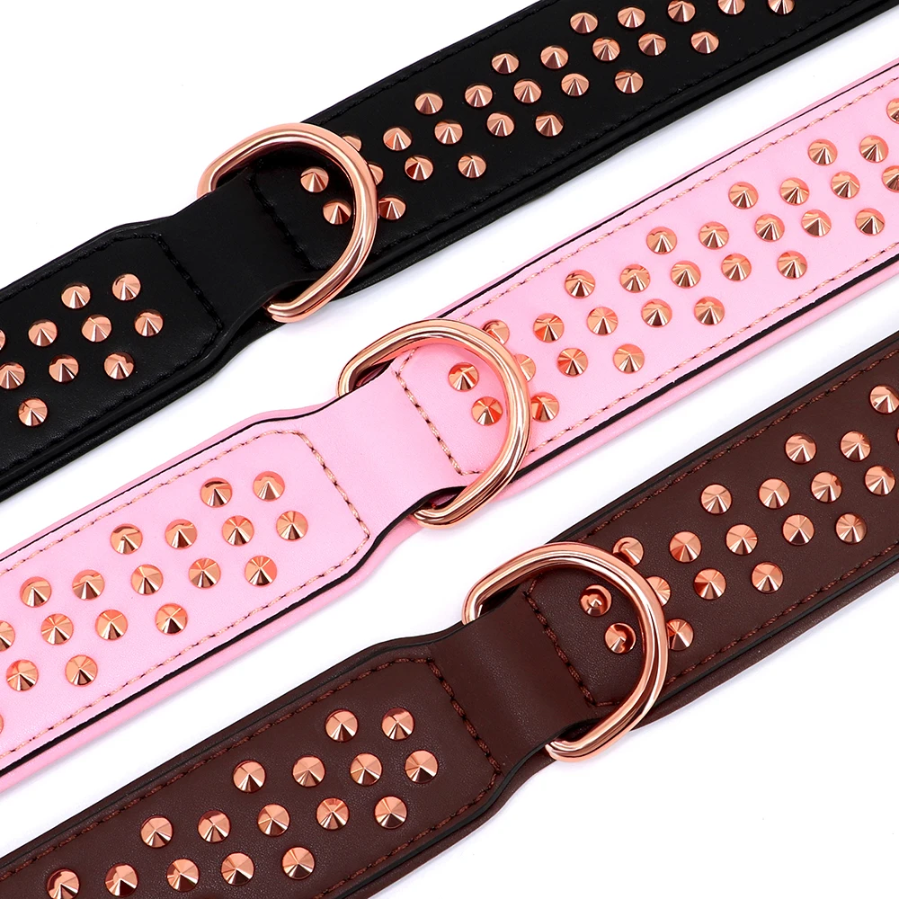 Collar ajustable de cuero para perro mediano