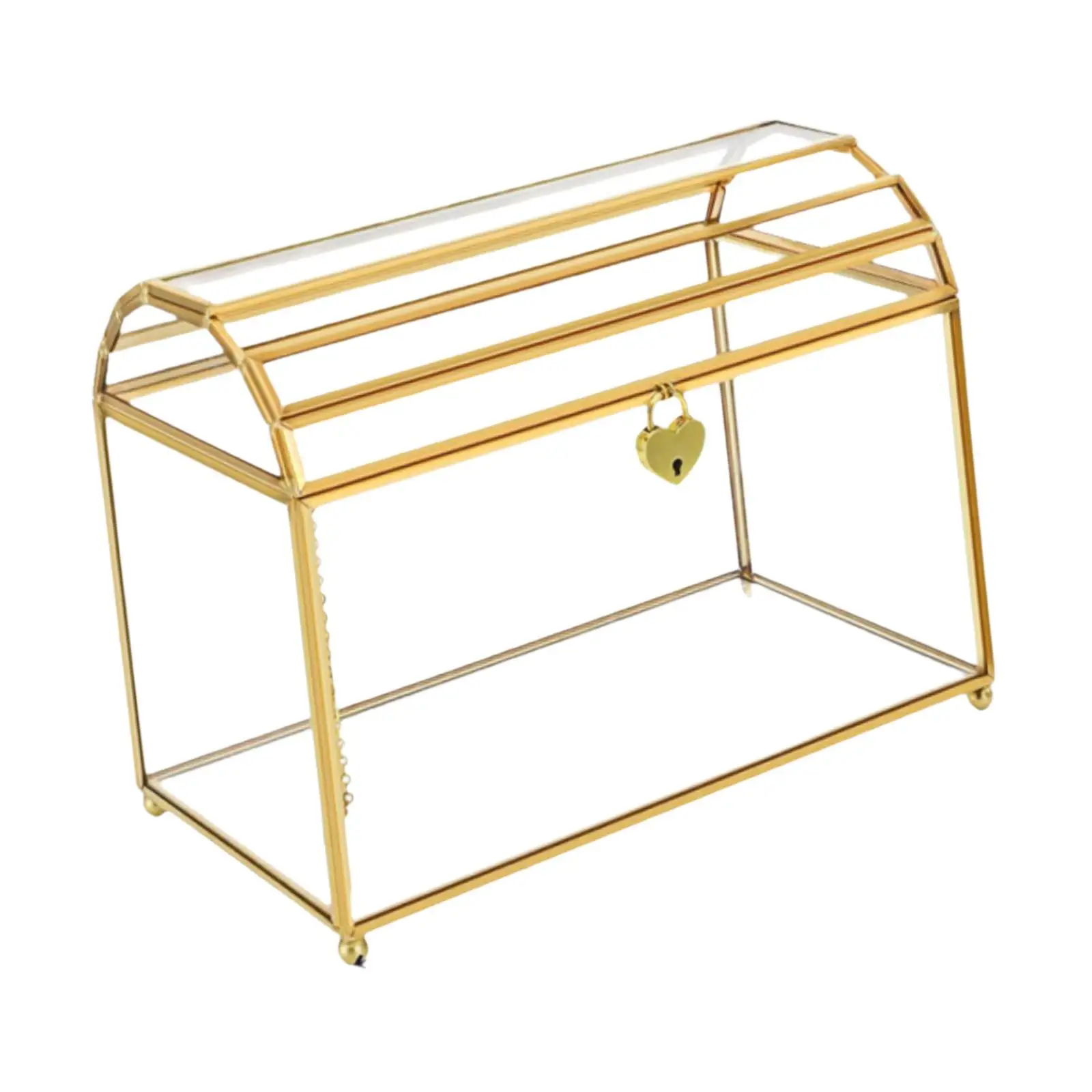 Caja de cristal dorada con ranura y cerradura para tarjetas - imagen 2
