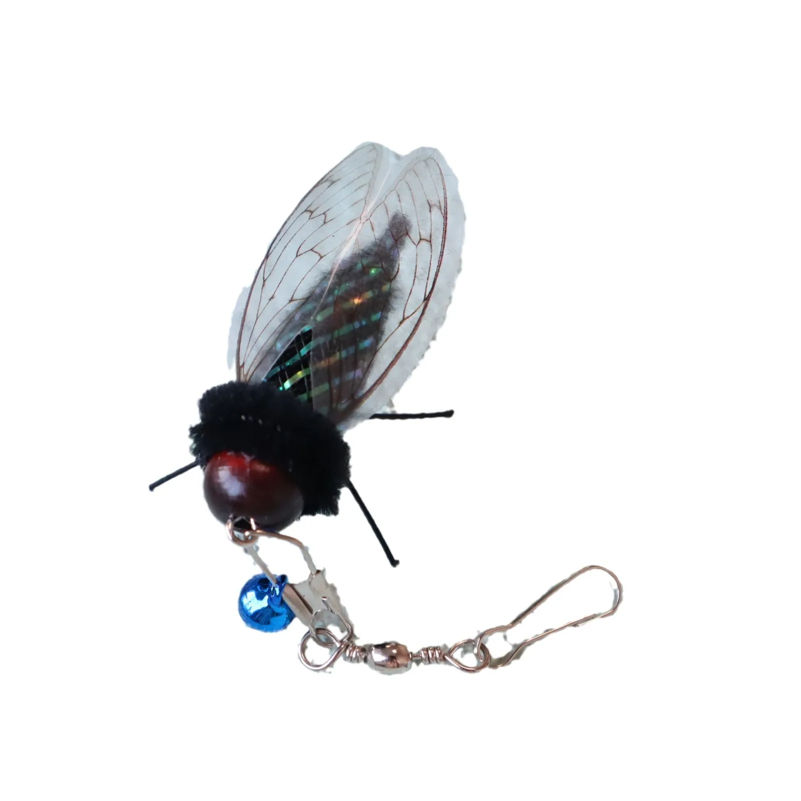 Gato jugando con la varita interactiva con plumas