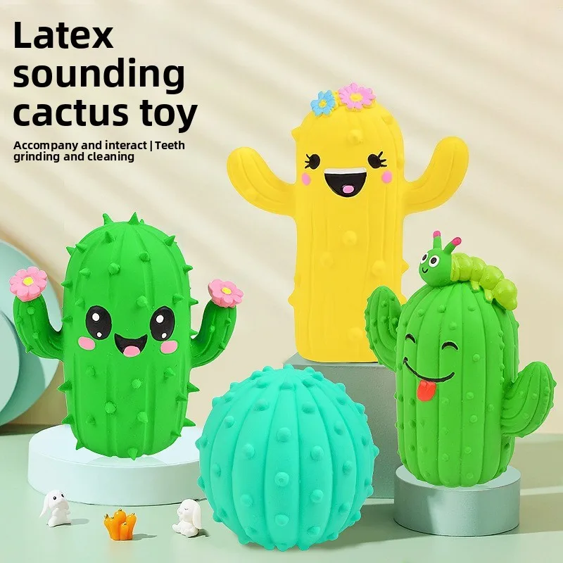 Juguete dental chirriante para perros forma cactus