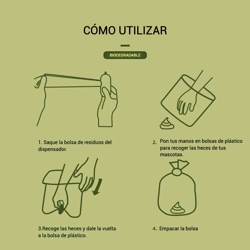 Detalle del enrollado y hendiduras de las bolsas