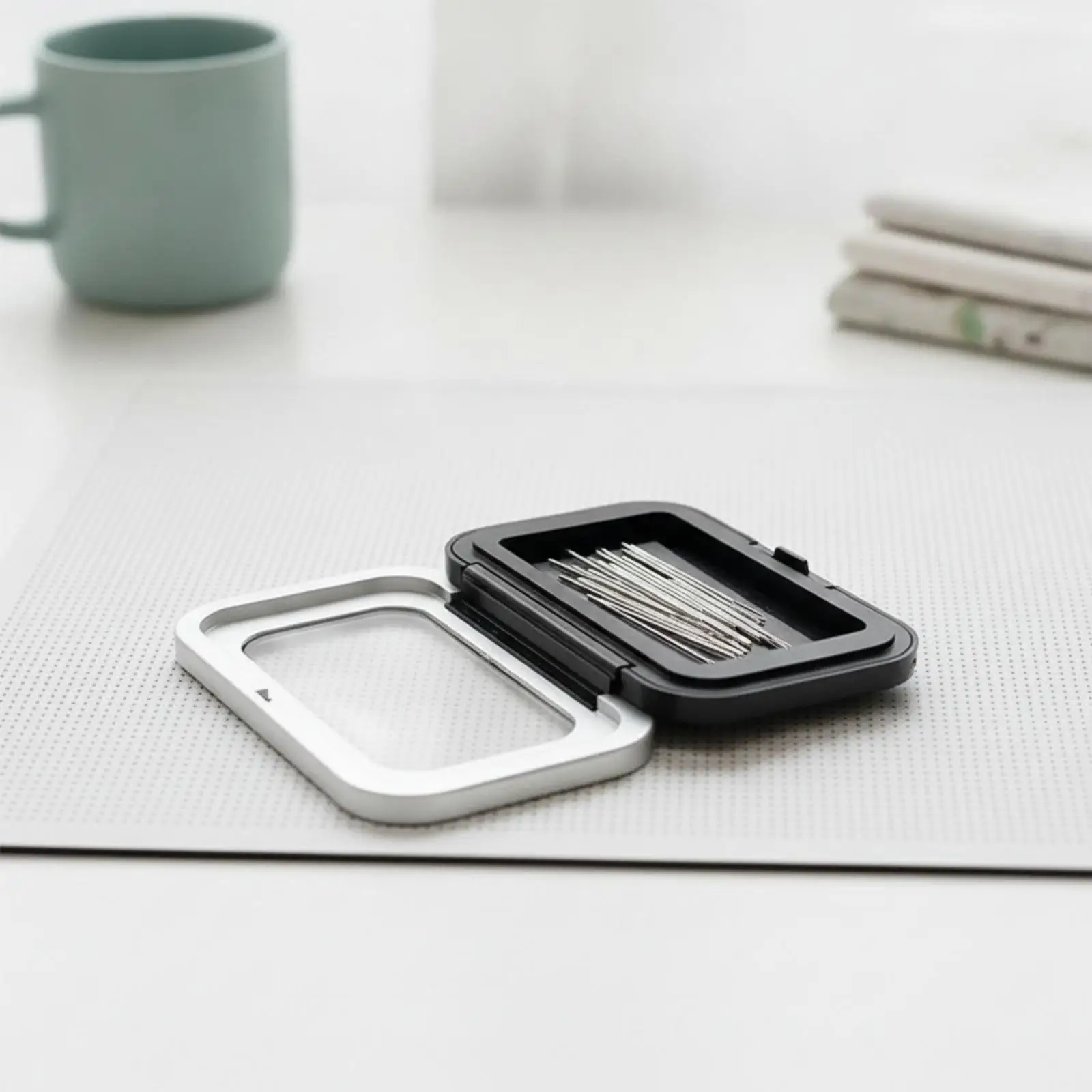 Estuche para agujas con tapa transparente – Caja almacenamiento tipo concha