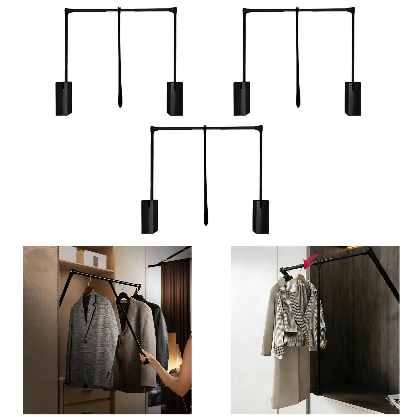 Barra organizadora ajustable para armario - Soporte para colgar ropa - imagen 5
