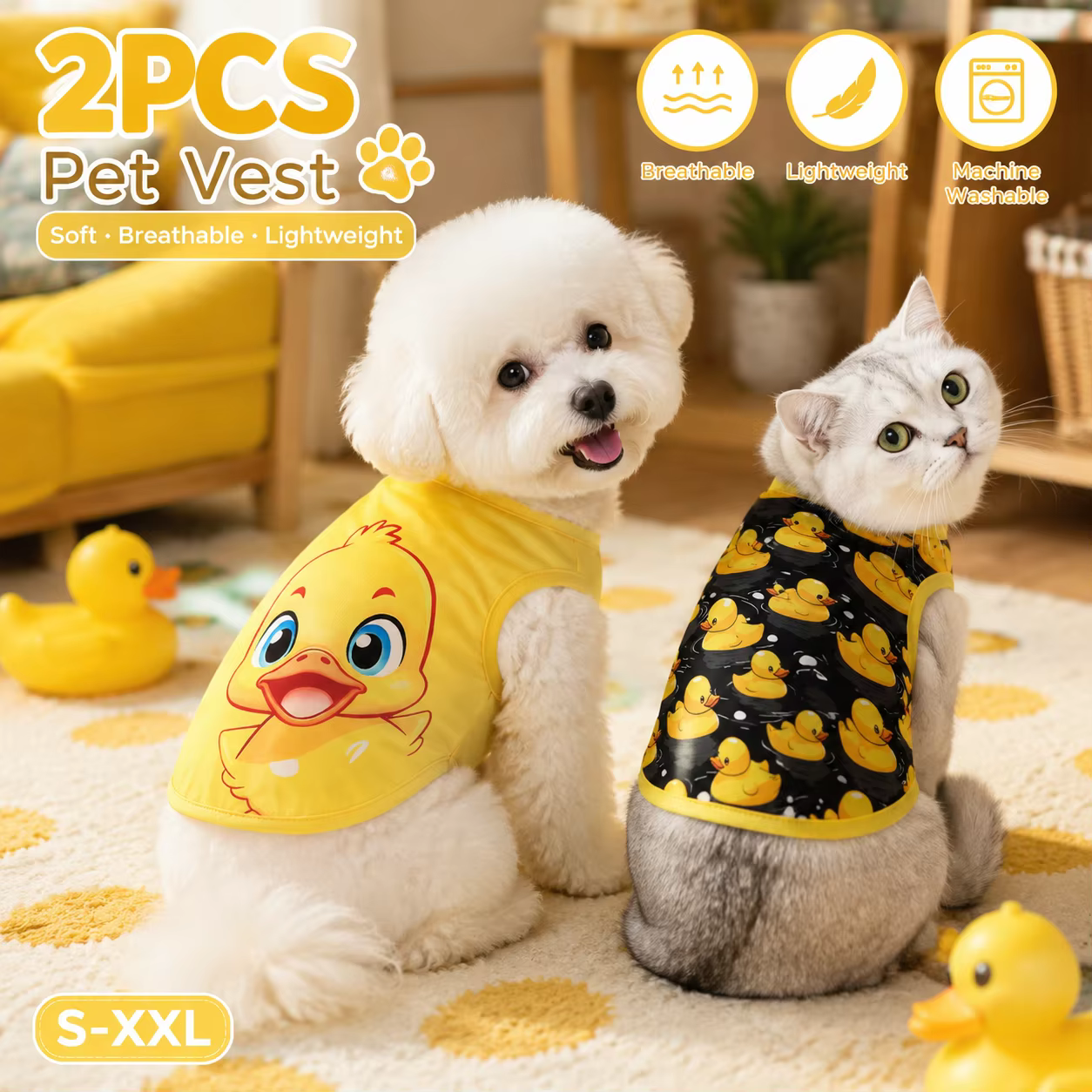 Chaleco sin mangas con estampado de pato para gatos y perros - imagen 3