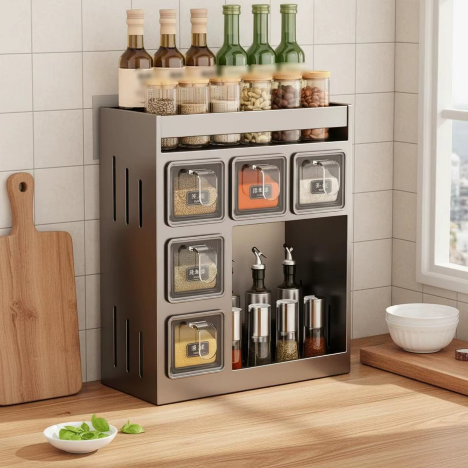 Estante para Especias de Pared – Organizador de Condimentos de Varios Niveles sin Taladros - imagen 3