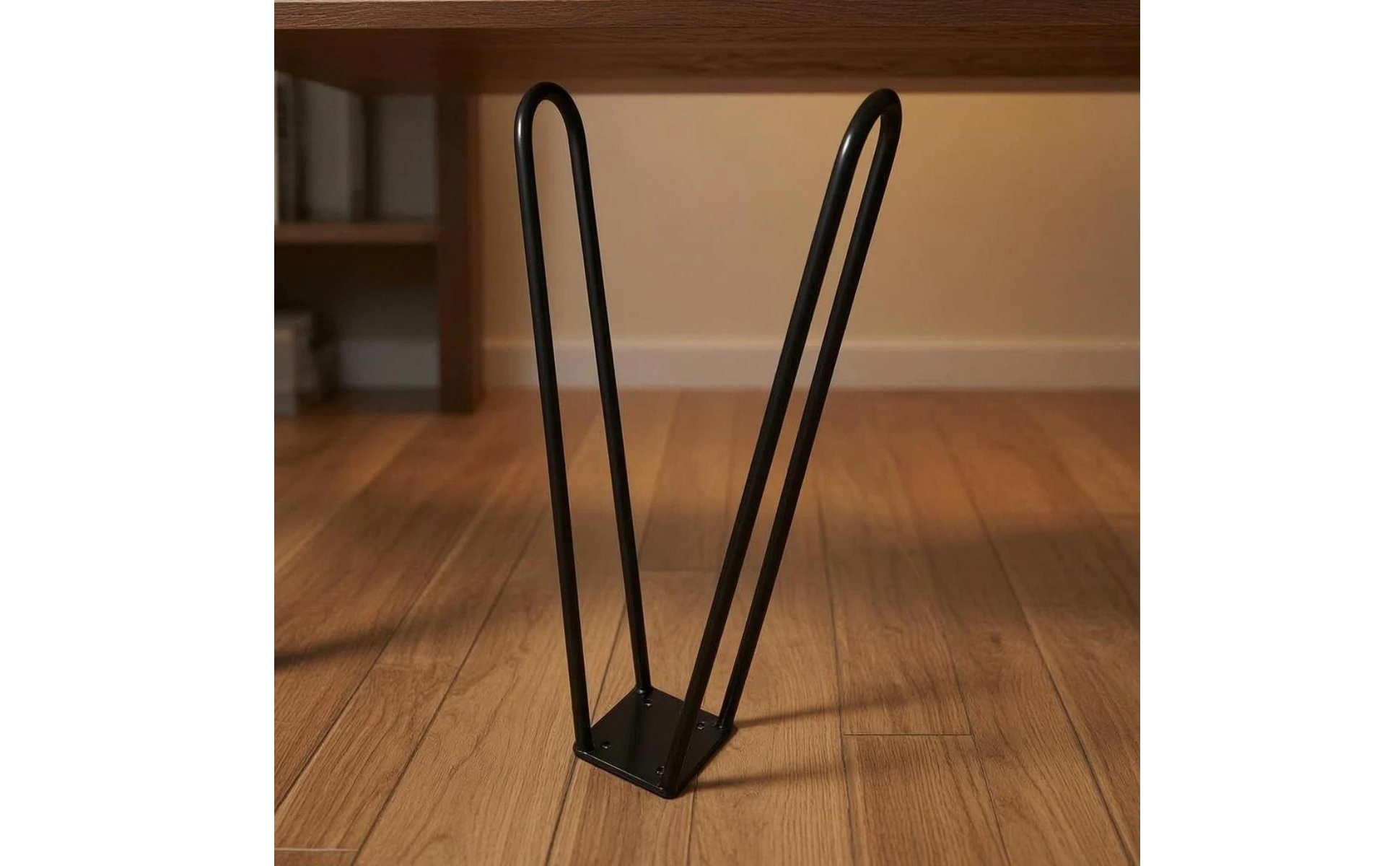 Vista del soporte y elementos de fijación incluidos para herrajes de muebles