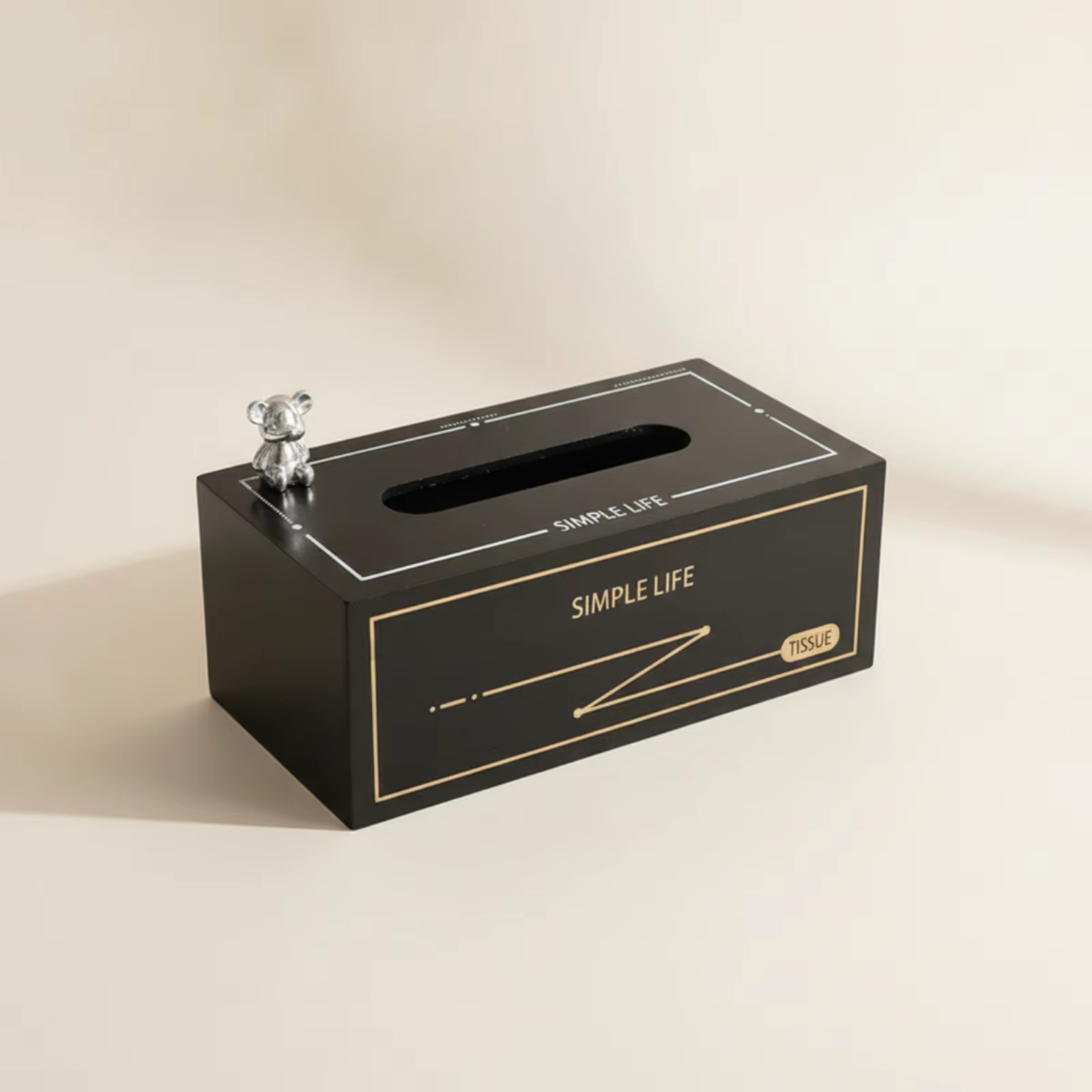 Caja de pañuelos con figura de oso, organizador para gatos y perros