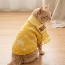 Suéter Tejido con Bufanda para Perro Chihuahua y Gato – Abrigo Cuadros