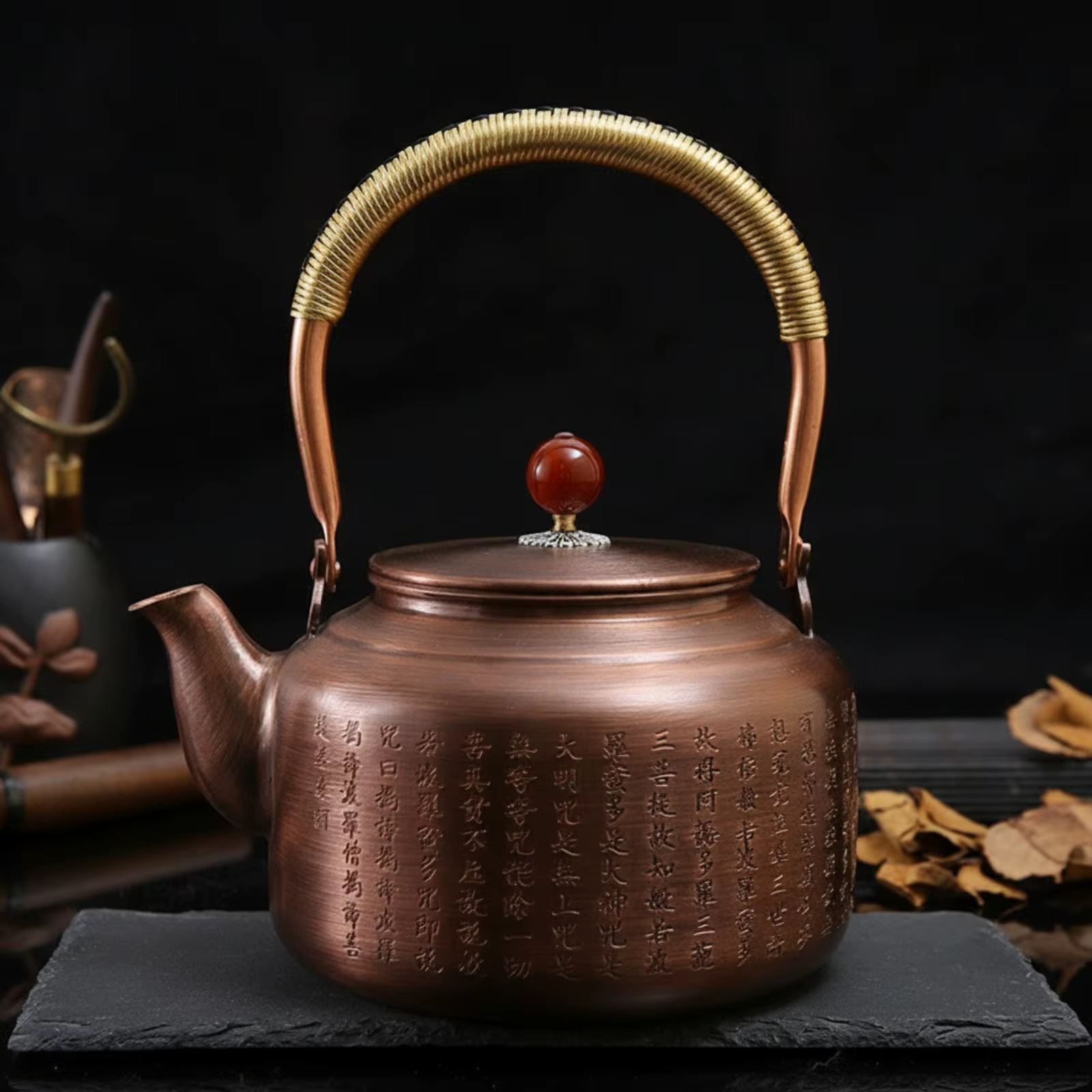 Tetera de cobre compacta con mango envuelto: clásica y resistente - imagen 5