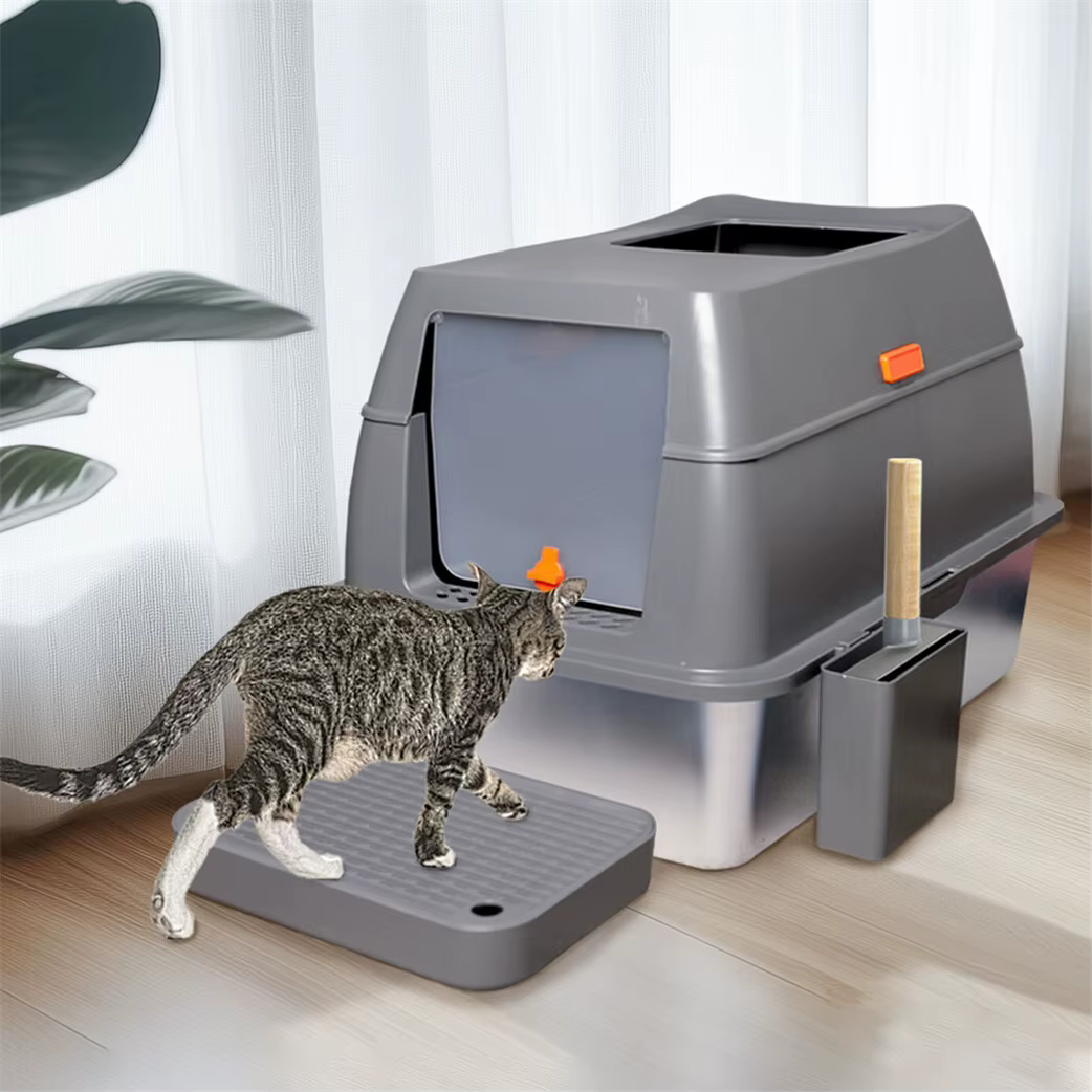 Arenero cerrado grande para gatos con tapa y pala antiadherente - imagen 2